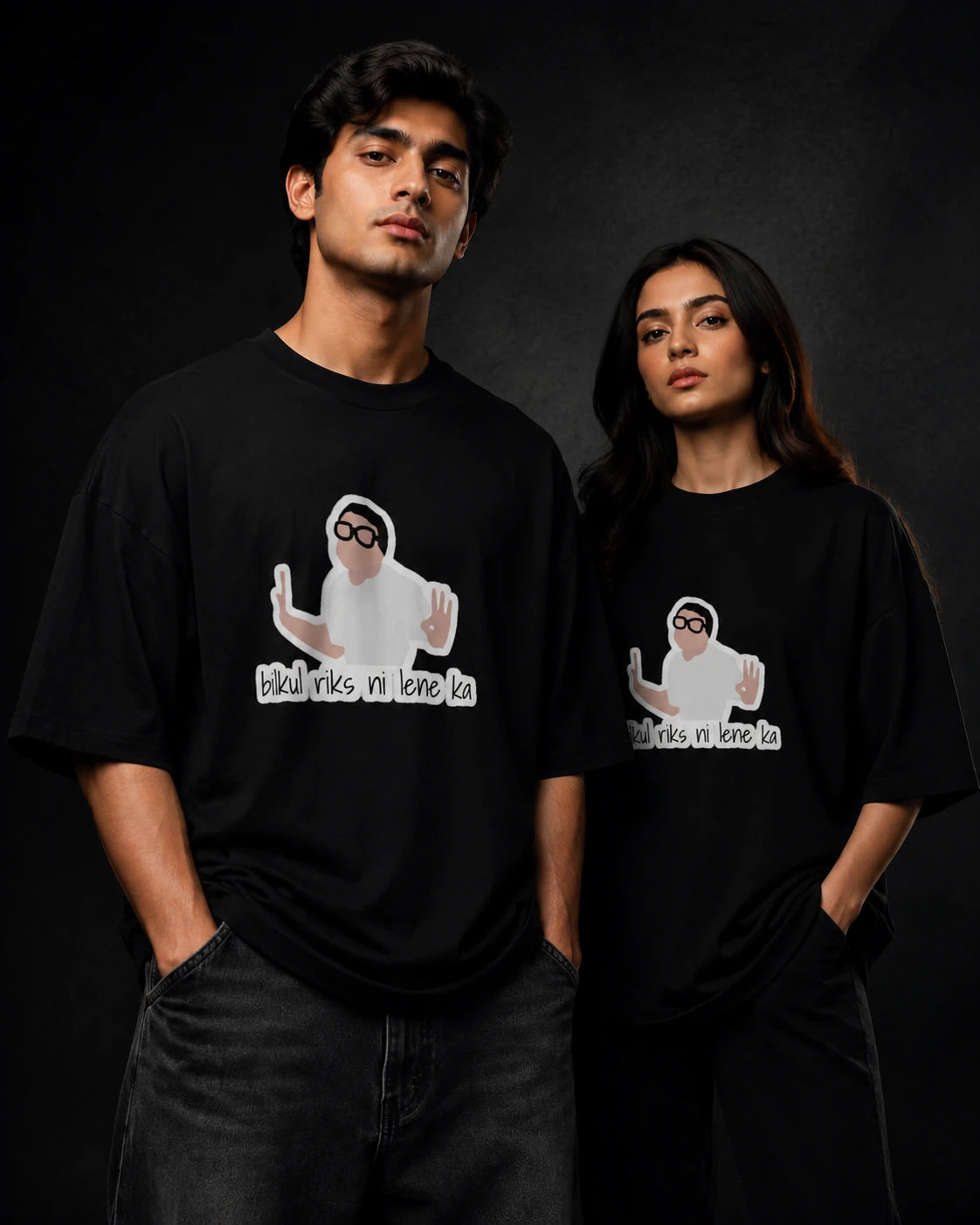 Bilkul No Riks oversized t-shirt print detail – SHYD.pk