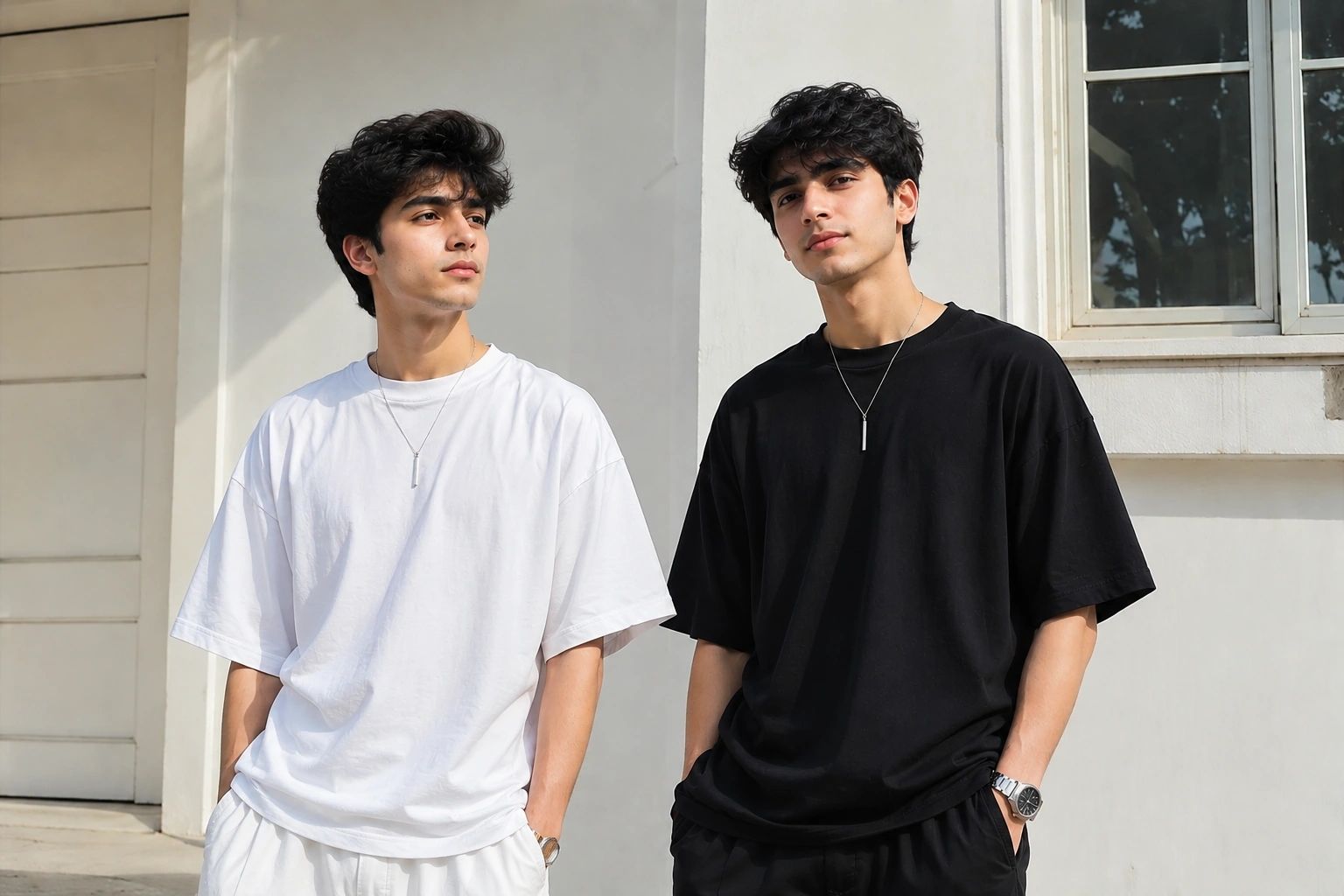 Pack of 2 oversized tees in black and white – SHYD.pk