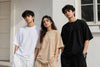 Oversized plain drop-shoulder tees in black, white and beige – SHYD.pk