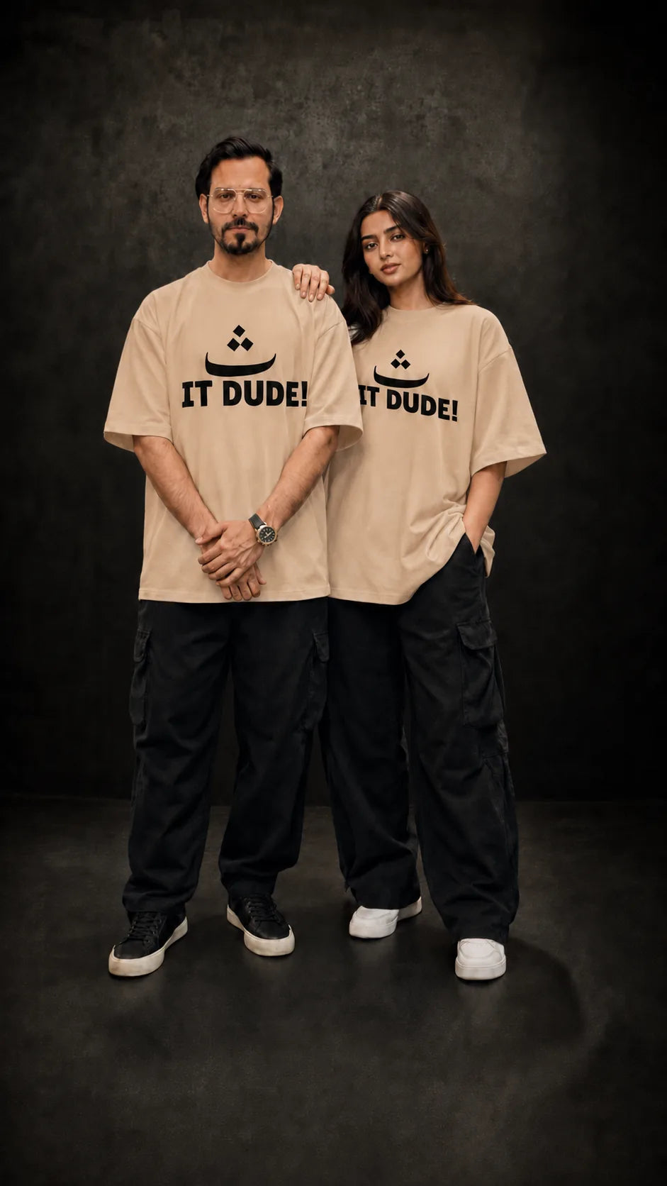 Beige ث It Dude funny desi oversized t-shirt – SHYD.pk