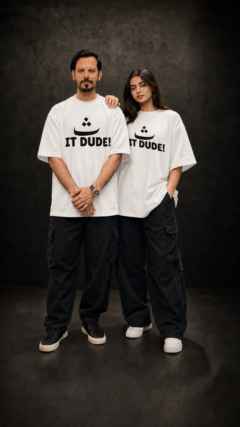 White ث It Dude funny desi oversized t-shirt – SHYD.pk